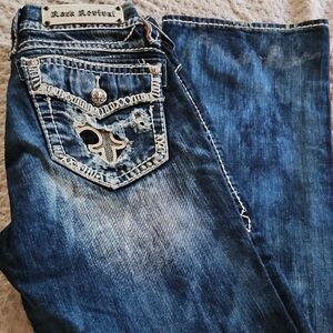 Rock Revival Women's Distressed Blue Boot Cut Jeans